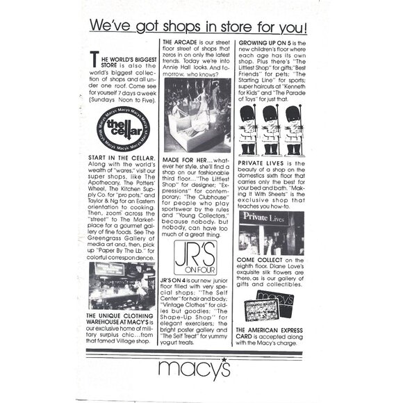 Macys Vintage Advertising Print AD 1970s Store Promotions Descriptions - Picture 1 of 2